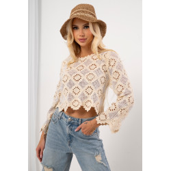 Ażurowa bluzka boho z rozszerzanymi rękawami
