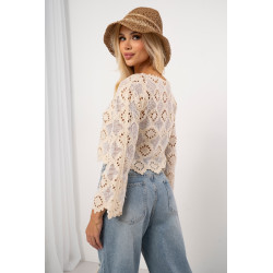 Ażurowa bluzka boho z rozszerzanymi rękawami