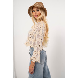 Ażurowa bluzka boho z rozszerzanymi rękawami