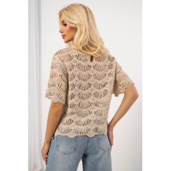 Ażurowa bluzka o splotach muszelkowych z cekinami