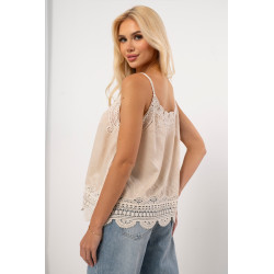 Top na ramiączkach z haftem i falbanką