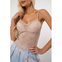 Top gorsetowy z delikatnej koronki