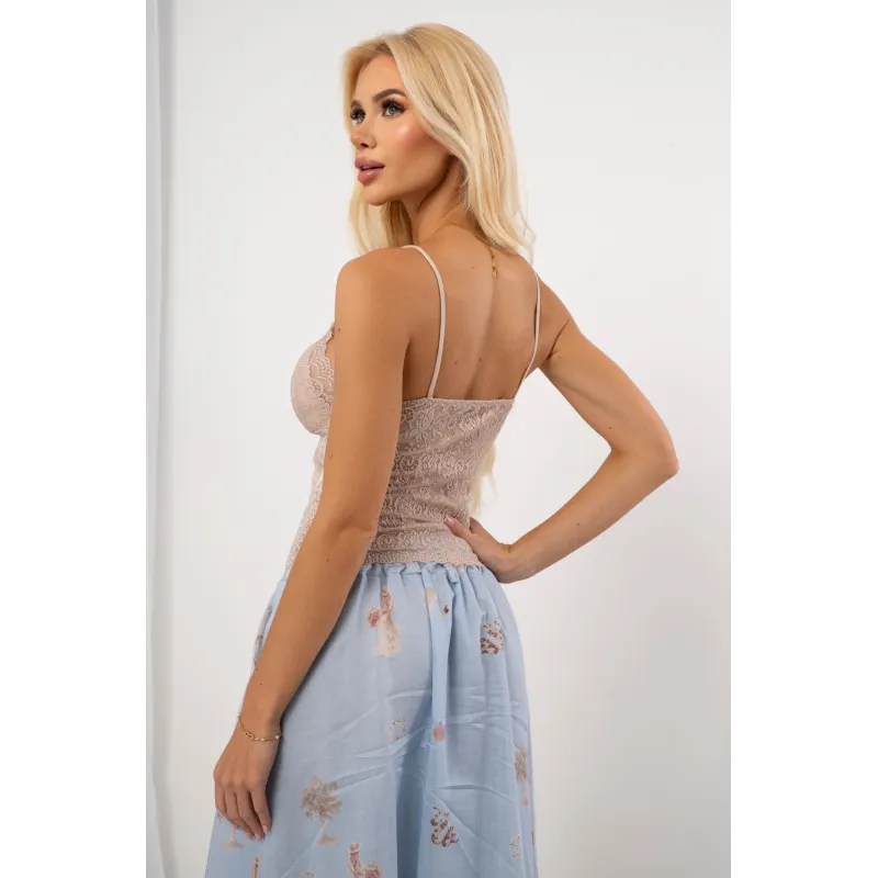 Top gorsetowy z delikatnej koronki