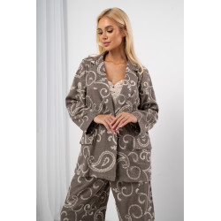 Lniana marynarka oversize z haftem paisley