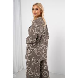 Lniana marynarka oversize z haftem paisley