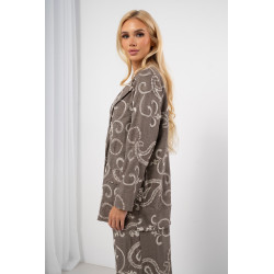 Lniana marynarka oversize z haftem paisley