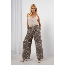 Lniane spodnie na gumce z haftem paisley