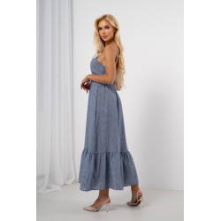 Letnia sukienka maxi z haftem i falbaną u dołu
