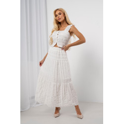 Komplet boho crop top i spódnica maxi z teksturowanej tkaniny