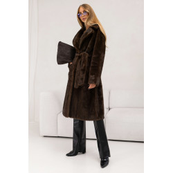 DŁUGI FUTRZANY PŁASZCZ Z WIĄZANIEM
