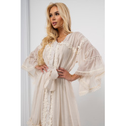 Zwiewna sukienka maxi boho z haftem i koronką
