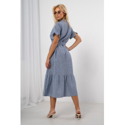 Sukienka szmizjerka z haftem i wiązaniem w pasie