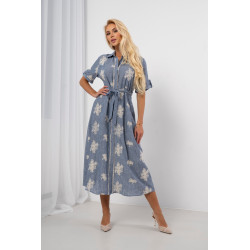 Haftowana sukienka koszulowa o długości midi