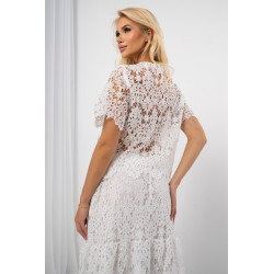 Ażurowy komplet z koronkową spódnicą maxi