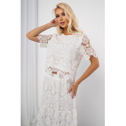 Ażurowy komplet z koronkową spódnicą maxi