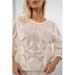 Bluzka boho z haftem i szerokimi rękawami | Hurtownia internetowa odzieży damskiej