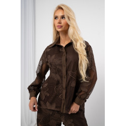 Ażurowy komplet w kwiaty z prześwitującej siateczki | Hurtownia odzieży damskiej