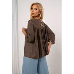 Bluzka boho z haftowanym dekoltem i koronką