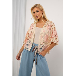 Krótki kardigan ażurowy z motywem kwiatowym | Hurtownia internetowa odzieży włoskiej