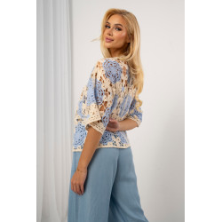 Krótki kardigan ażurowy z motywem kwiatowym | Hurtownia internetowa odzieży włoskiej