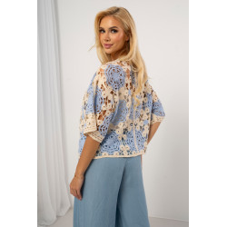 Krótki kardigan ażurowy z motywem kwiatowym | Hurtownia internetowa odzieży włoskiej