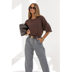 SWETER Z BUFIASTYM KRÓTKIM RĘKAWEM