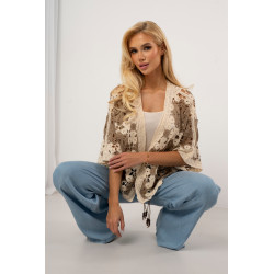 Krótki kardigan ażurowy z motywem kwiatowym | Hurtownia internetowa odzieży włoskiej