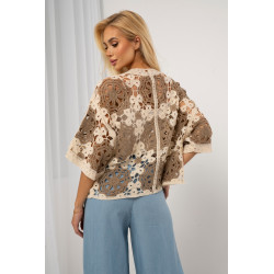 Krótki kardigan ażurowy z motywem kwiatowym | Hurtownia internetowa odzieży włoskiej