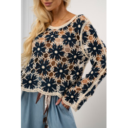 Ażurowa bluzka w stylu boho w kwiaty