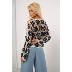 Ażurowa bluzka w stylu boho w kwiaty