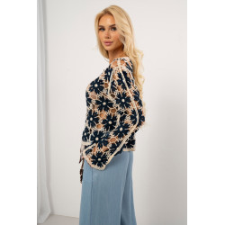 Ażurowa bluzka w stylu boho w kwiaty