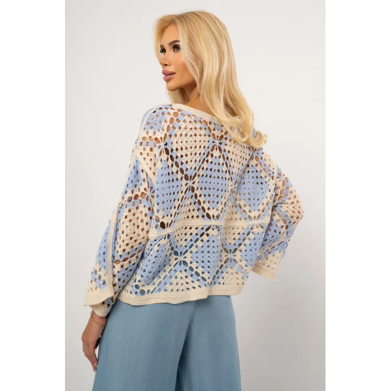 Ażurowa bluzka w geometryczne wzory | Hurtownia odzieży damskiej prosto z Włoch