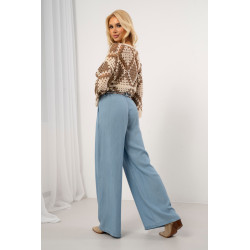 Luźne spodnie typu palazzo z ozdobnym paskiem | Hurt odzieży damskiej z Włoch