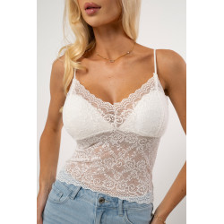 Top gorsetowy z delikatnej koronki