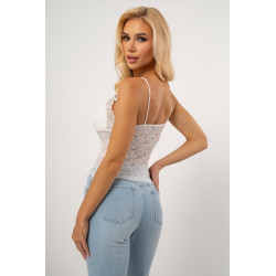 Top gorsetowy z delikatnej koronki