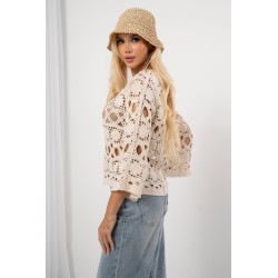Ażurowa bluzka z motywem kwiatowym i rękawami 3/4 | Hurtownia odzieży włoskiej