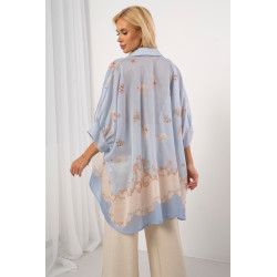Koszula z subtelnym printem i asymetrycznym dołem | Hurtownia odzieży damskiej do butiku