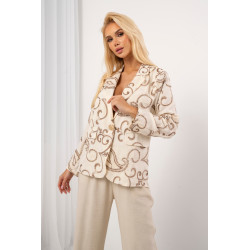 Lniana marynarka oversize z haftem paisley