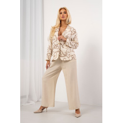 Lniana marynarka oversize z haftem paisley