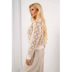 Ażurowa bluza z kwiatowej koronki zapinana na suwak