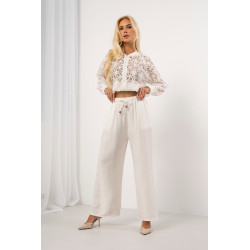 Spodnie typu palazzo z ozdobnym sznurkiem | Hurtownia odzieży damskiej online