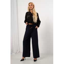 Spodnie typu palazzo z ozdobnym sznurkiem | Hurtownia odzieży damskiej online