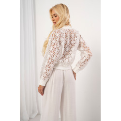 Ażurowa bluza z kwiatowej koronki zapinana na suwak