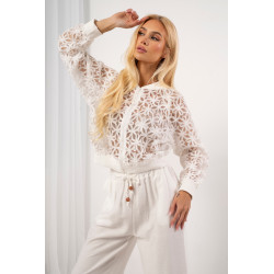 Ażurowa bluza z kwiatowej koronki zapinana na suwak