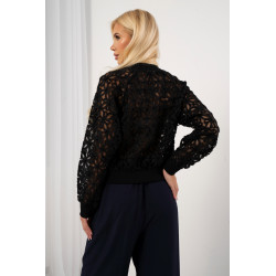 Ażurowa bluza z kwiatowej koronki zapinana na suwak
