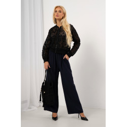 Ażurowa bluza z kwiatowej koronki zapinana na suwak