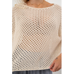 Ażurowa bluzka oversize z szerokimi rękawami | Hurtownia odzieży damskiej z Włoch
