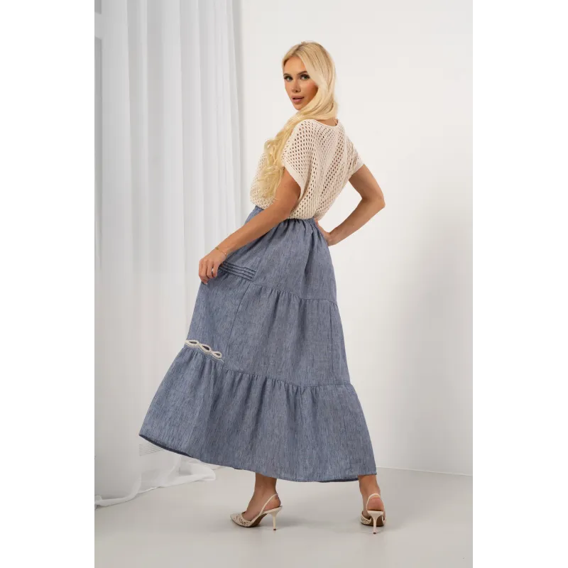 Spódnica maxi w stylu boho z haftowanym ażurem | Hurtownia odzieży damskiej online