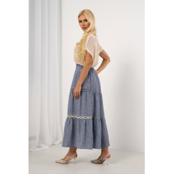 Spódnica maxi w stylu boho z haftowanym ażurem | Hurtownia odzieży damskiej online