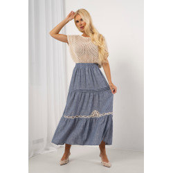 Spódnica maxi w stylu boho z haftowanym ażurem | Hurtownia odzieży damskiej online